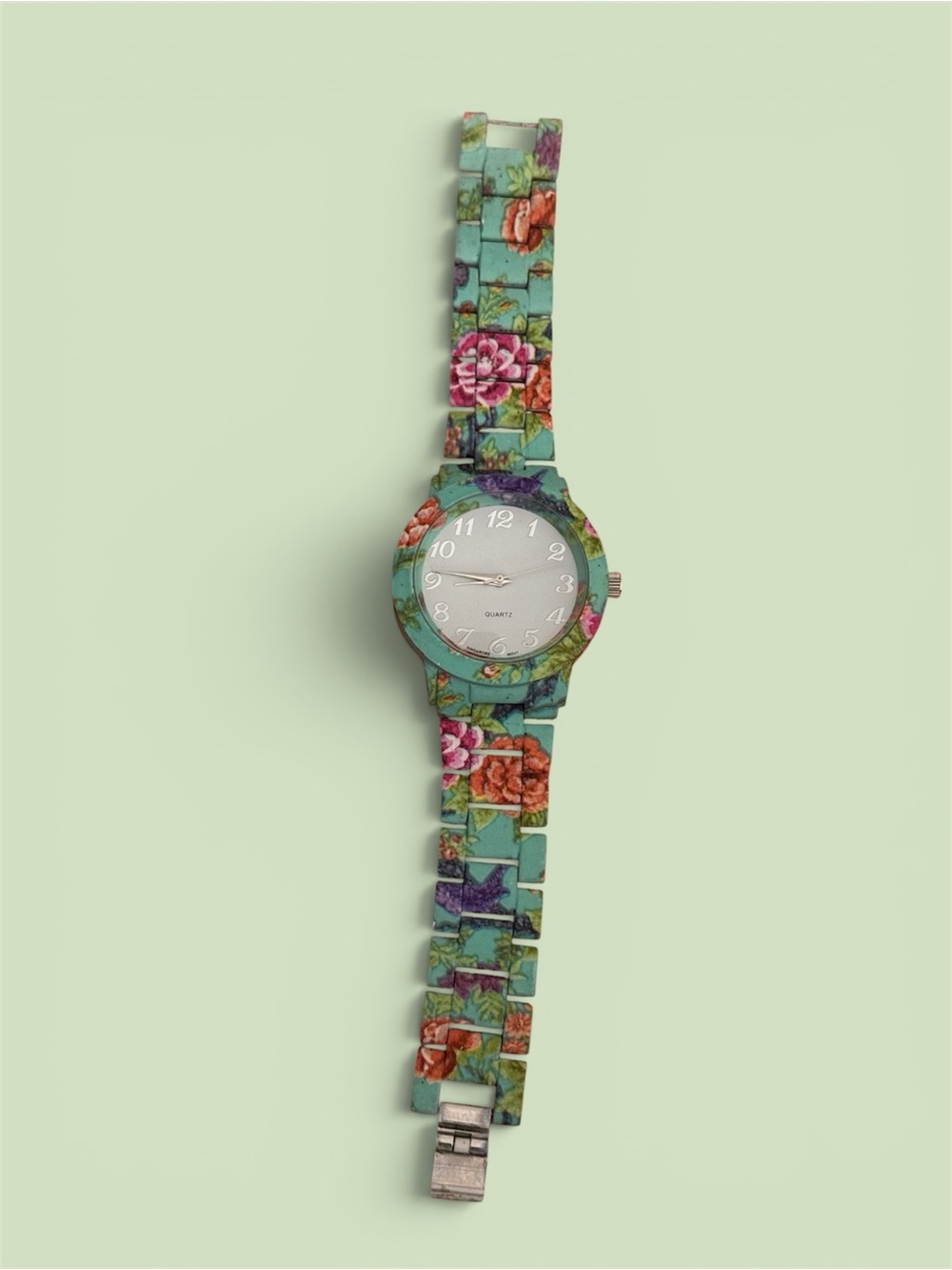 Floral Pattern Teal Women's Quartz Watch